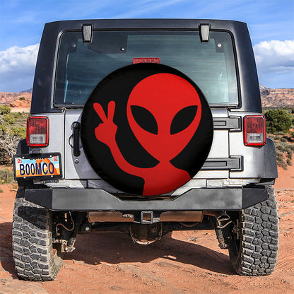 Alien Say Hi Red Jeep Car Spare Tire Cover