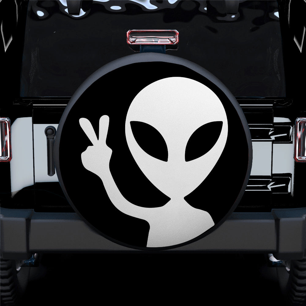 Alien Say Hi White Jeep Car Spare Tire Cover
