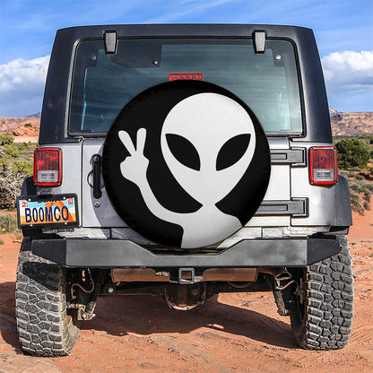 Alien Say Hi White Jeep Car Spare Tire Cover