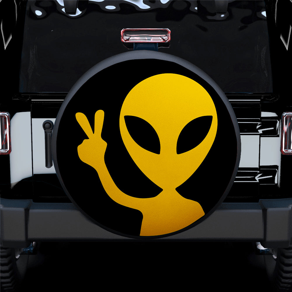 Alien Say Hi Yellow Jeep Car Spare Tire Cover
