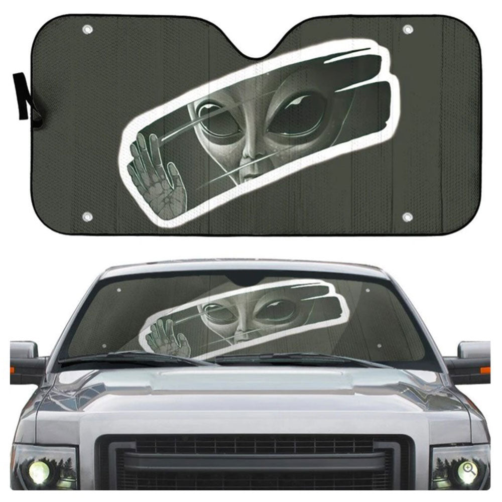Alien Take A Look To The Mirror Custom Car Auto Sun Shades Windshield Accessories Decor Gift