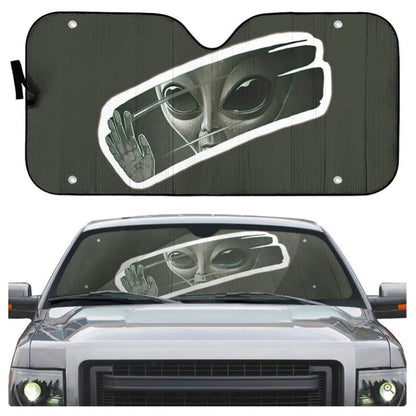 Alien Take A Look To The Mirror Custom Car Auto Sun Shades Windshield Accessories Decor Gift