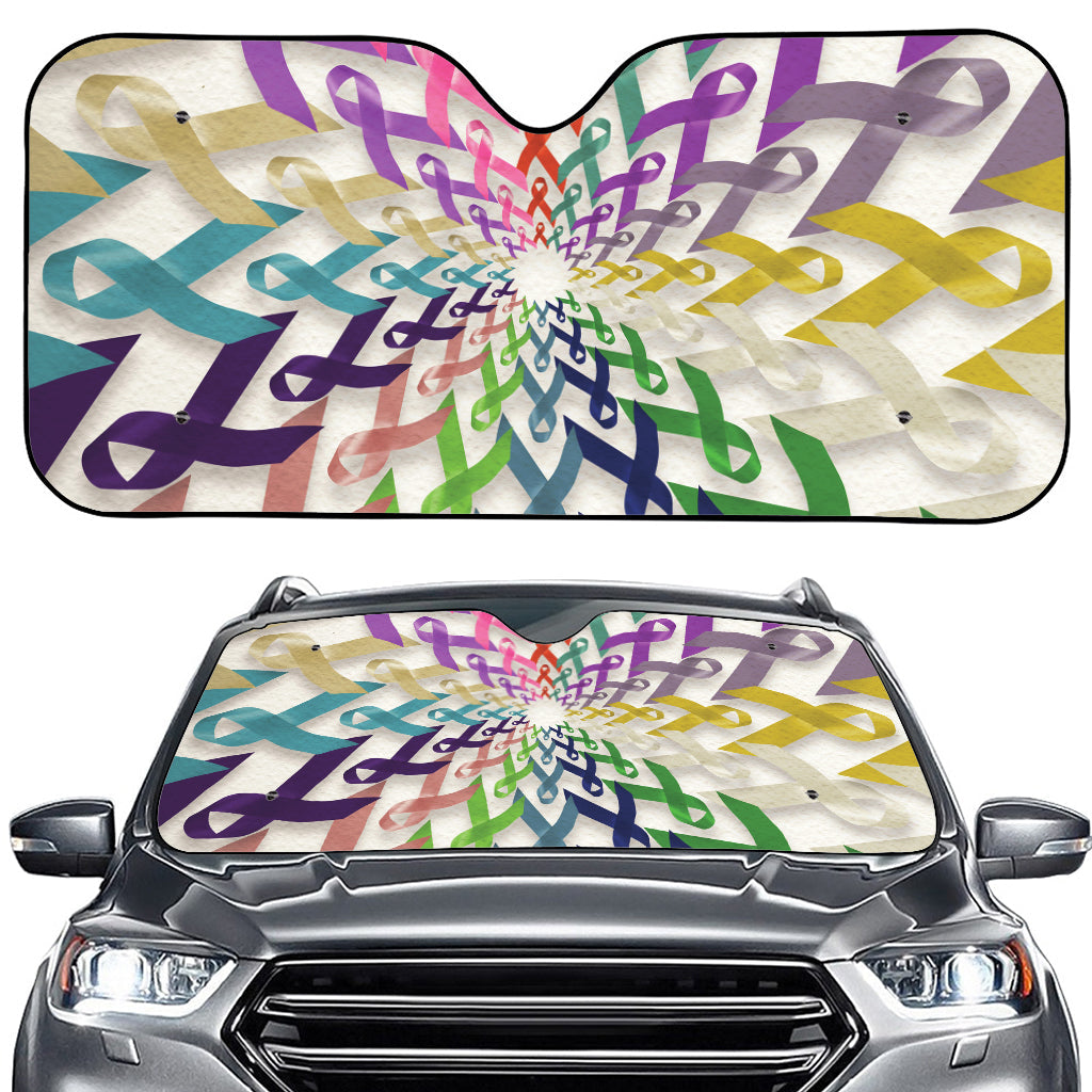 All Cancer Awareness Mandala Print Car Windshield Sun Shade