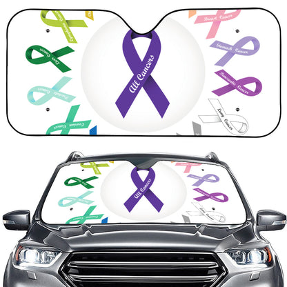 All Cancer Awareness Ribbons Print Car Windshield Sun Shade