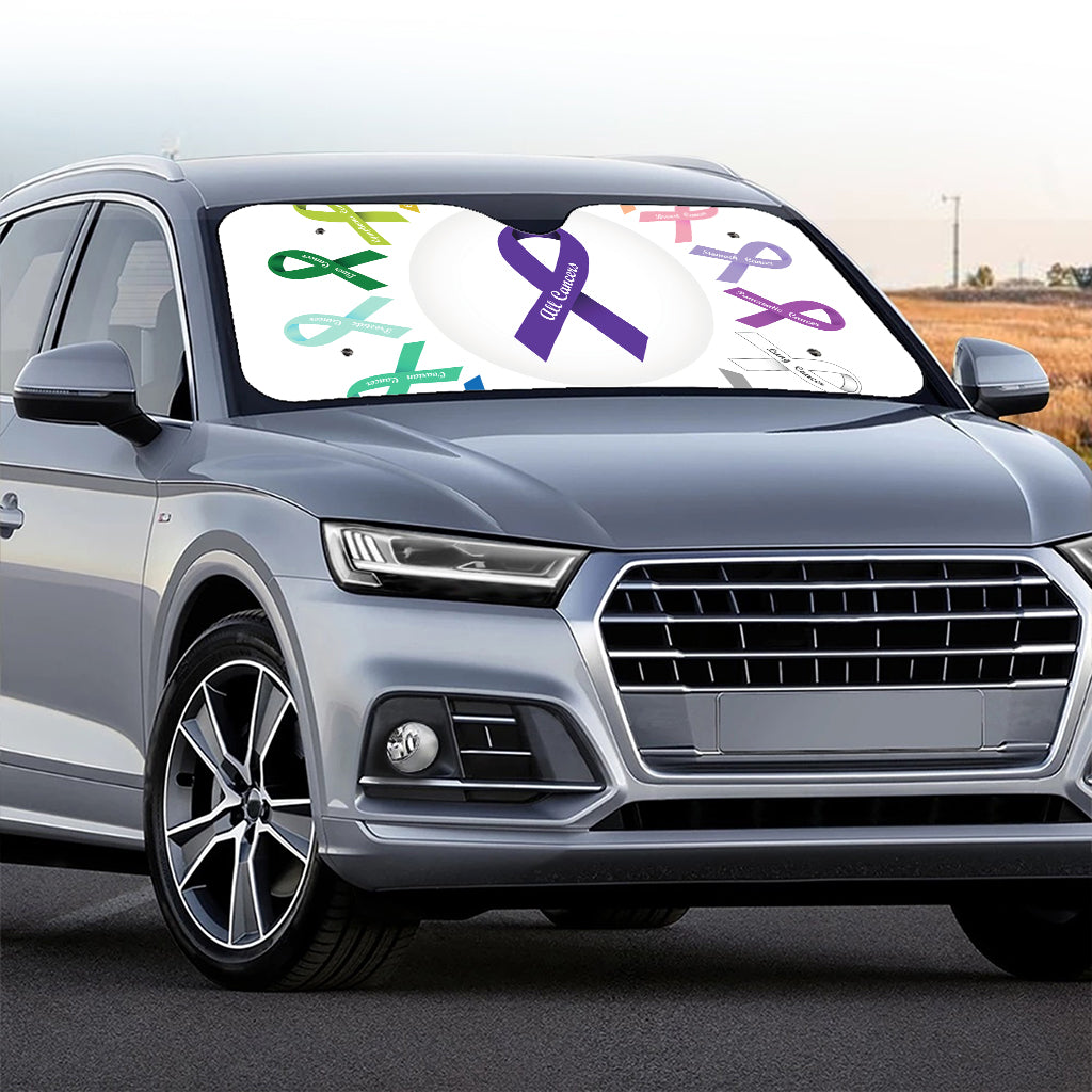 All Cancer Awareness Ribbons Print Car Windshield Sun Shade