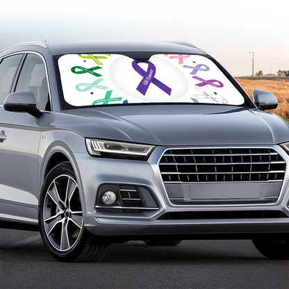 All Cancer Awareness Ribbons Print Car Windshield Sun Shade