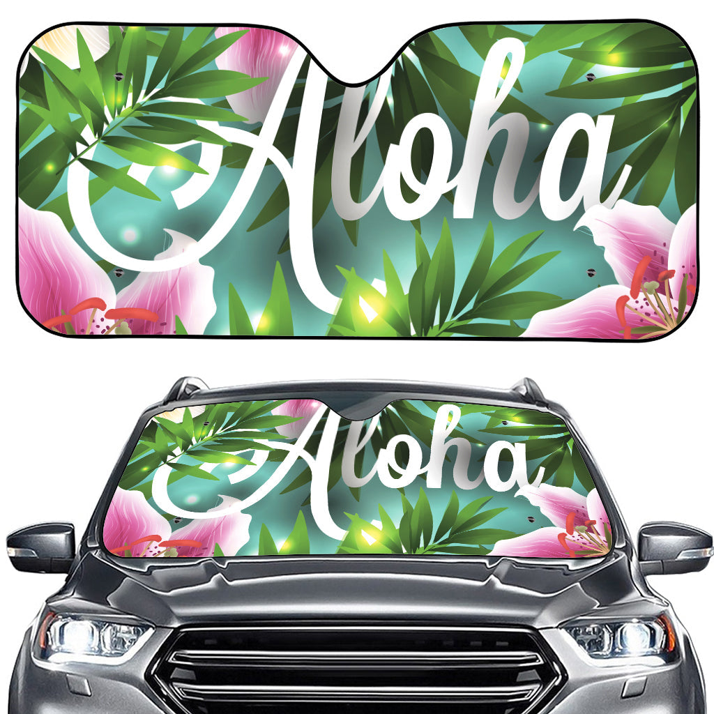 Aloha Hawaiian Flower Print Car Windshield Sun Shade