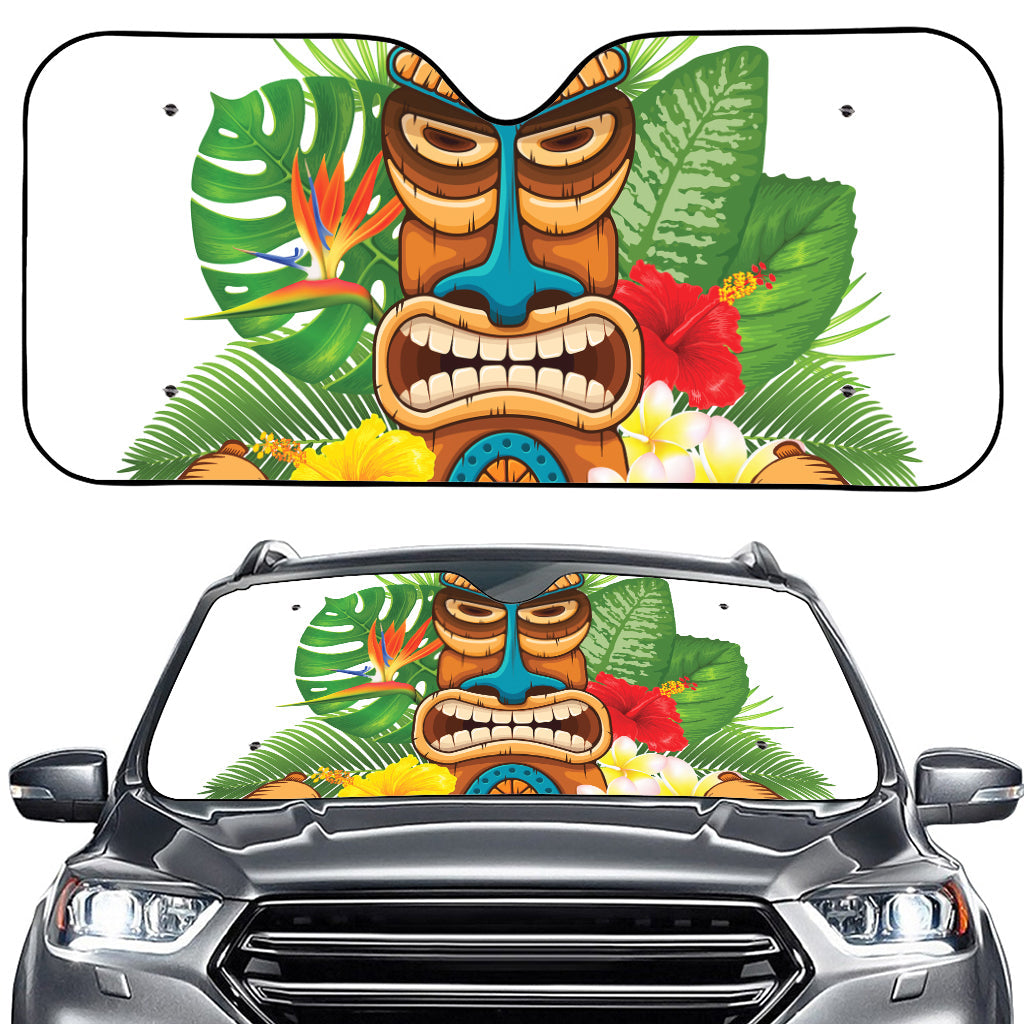 Aloha Tiki Print Car Windshield Sun Shade