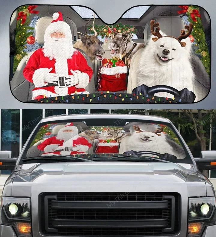 American Eskimo Dog Lovers Xmas Printed 3D Sun Shade
