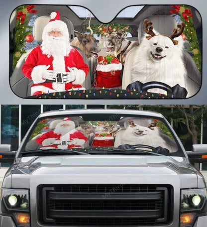 American Eskimo Dog Lovers Xmas Printed 3D Sun Shade