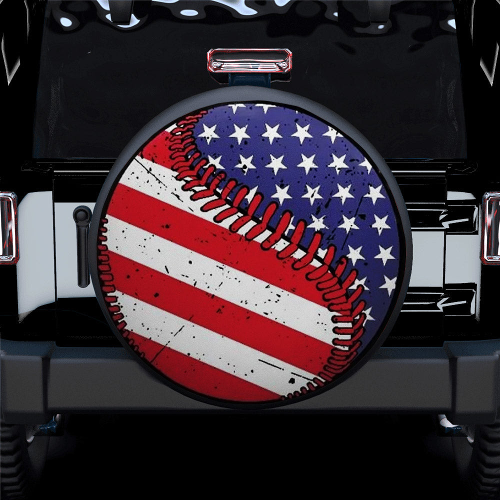 American Flag Baseball Car Spare Tire Cover