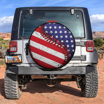 American Flag Baseball Car Spare Tire Cover