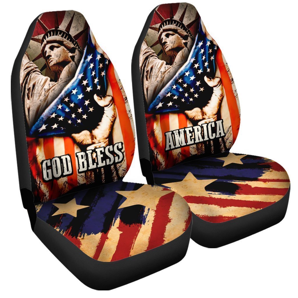 American Flag Car Seat Covers Custom Liberty Statue God Bless America Car Accessories