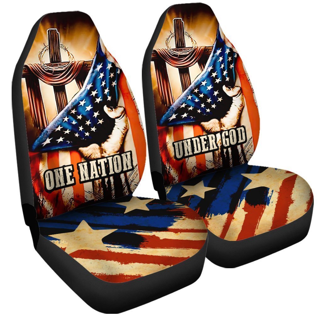 American Flag Car Seat Covers Custom One Nation Under God Car Accessories