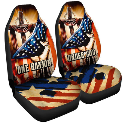 American Flag Car Seat Covers Custom One Nation Under God Car Accessories