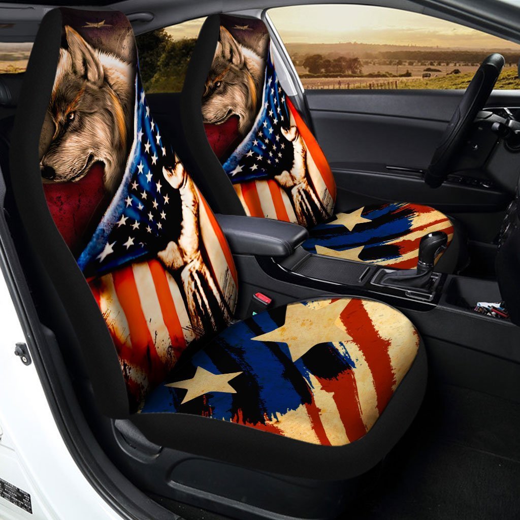 American Flag Car Seat Covers Custom Wolf Car Accessories