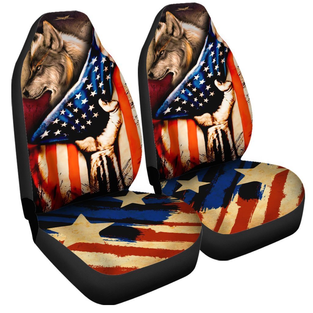 American Flag Car Seat Covers Custom Wolf Car Accessories