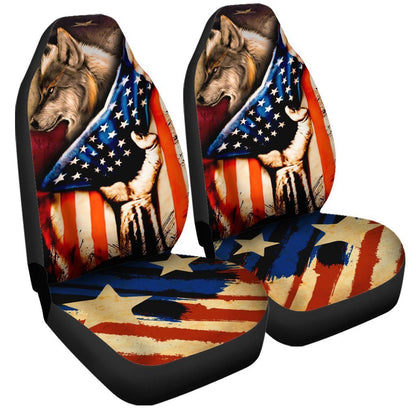 American Flag Car Seat Covers Custom Wolf Car Accessories