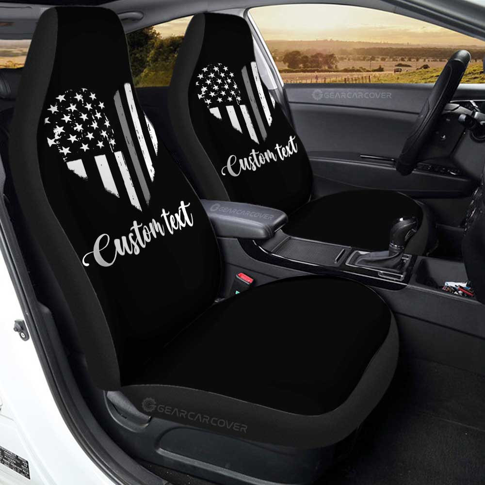 American Flag Heart Car Seat Covers Custom Personalized Name Car Accessories