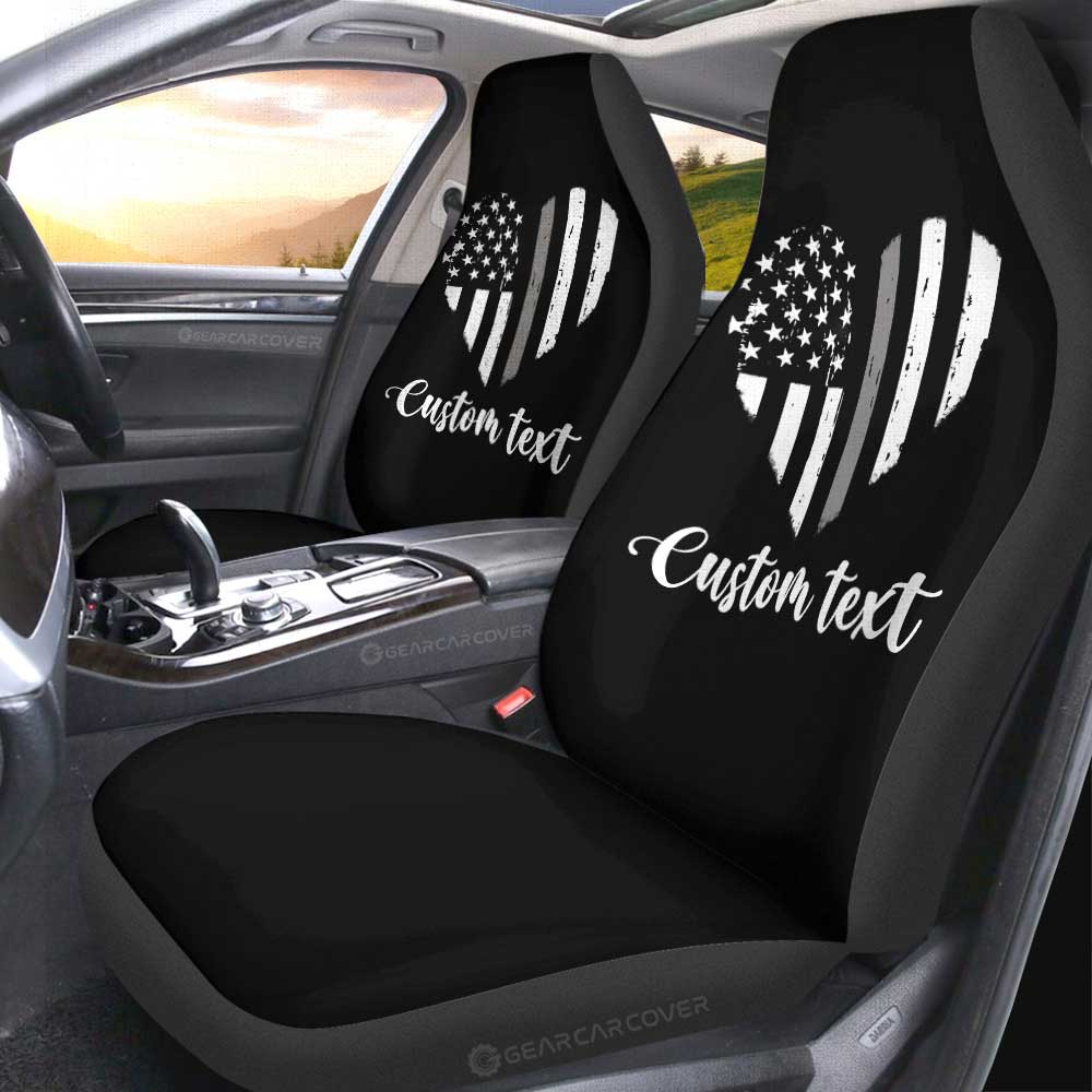 American Flag Heart Car Seat Covers Custom Personalized Name Car Accessories