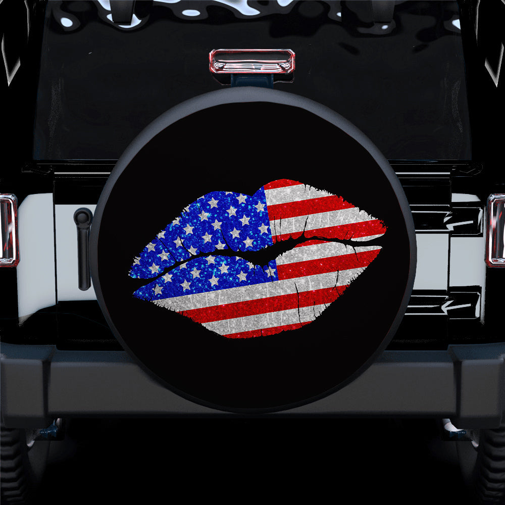 American Flag Kiss Jeep Car Spare Tire Cover