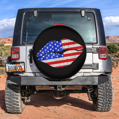 American Flag Kiss Jeep Car Spare Tire Cover
