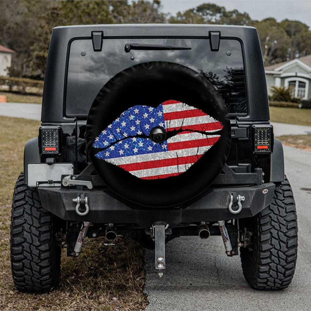 American Flag Kiss Jeep Car Spare Tire Cover