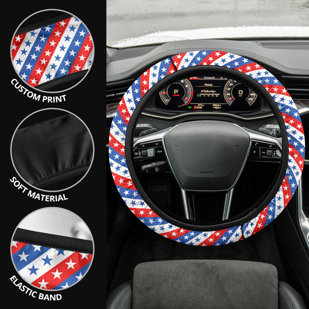 American Flag Style Premium Car Steering Wheel Cover