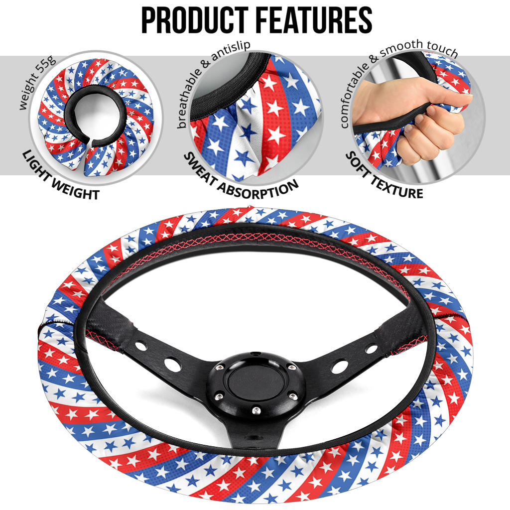 American Flag Style Premium Car Steering Wheel Cover