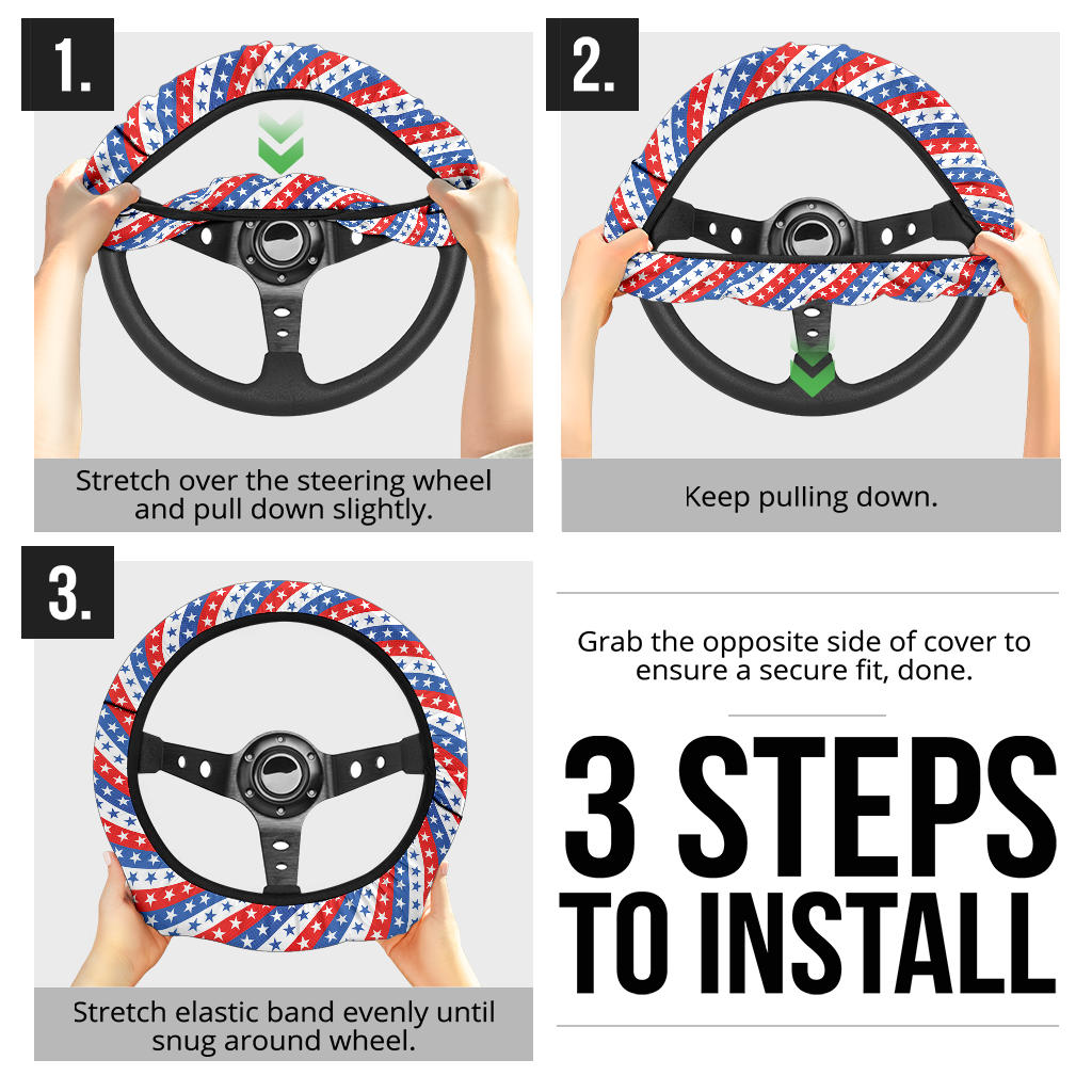 American Flag Style Premium Car Steering Wheel Cover