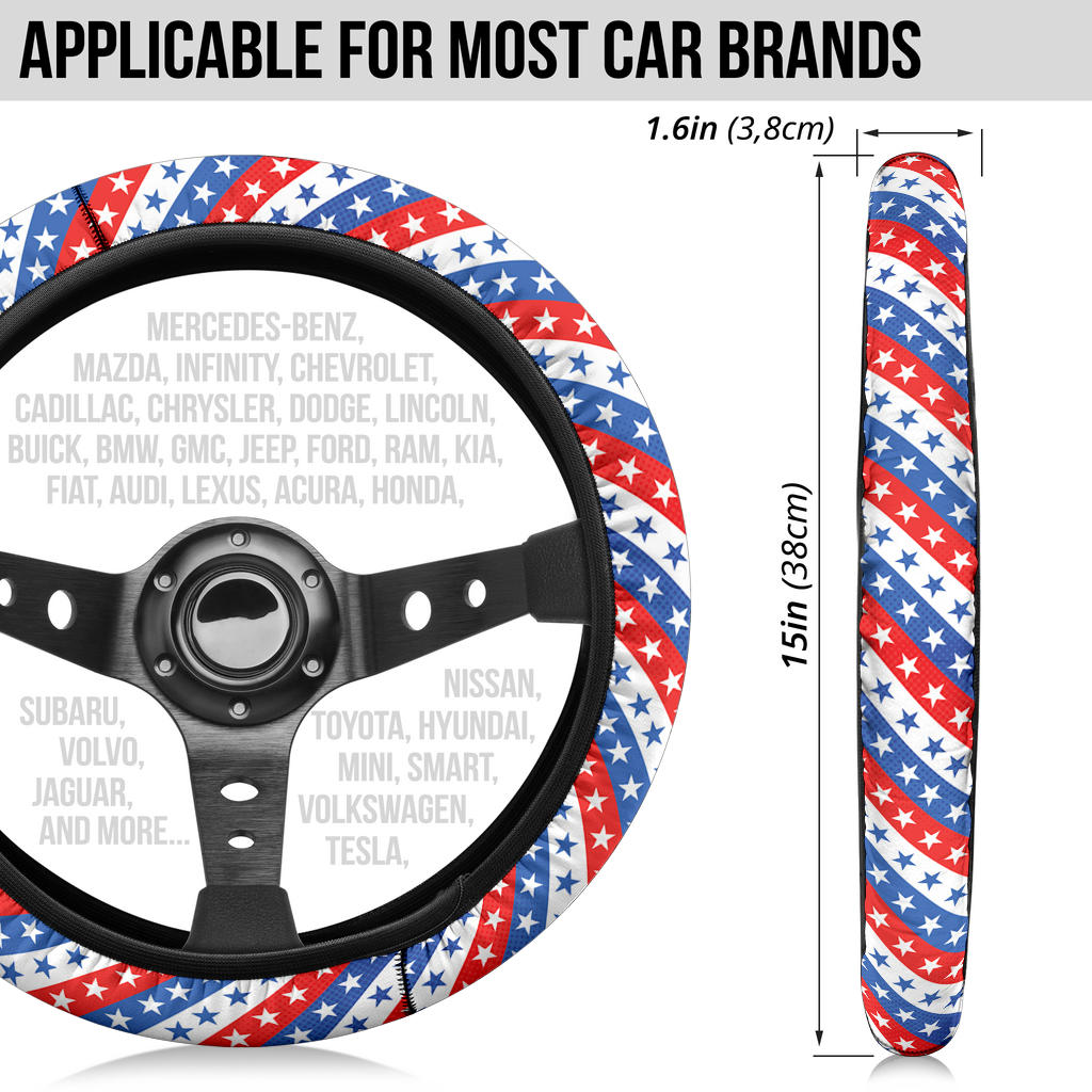 American Flag Style Premium Car Steering Wheel Cover