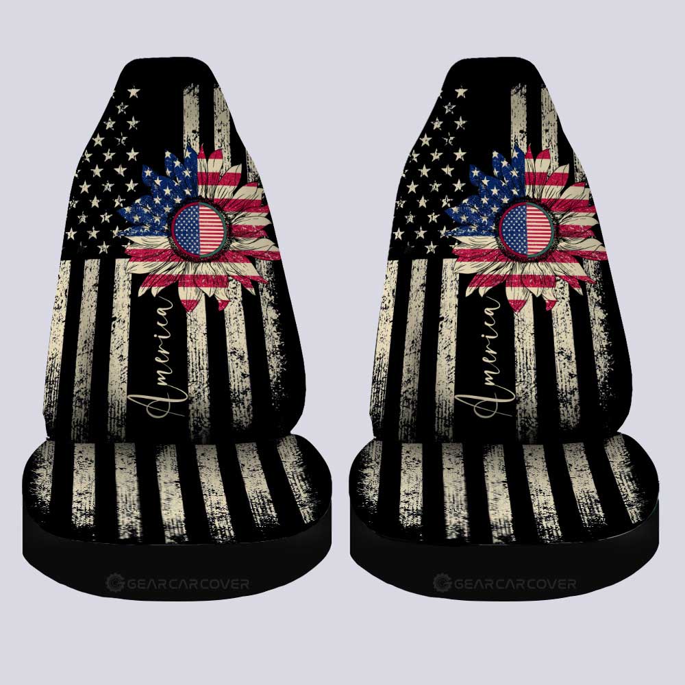 American Flag Sunflower Car Seat Covers Custom Car Accessories
