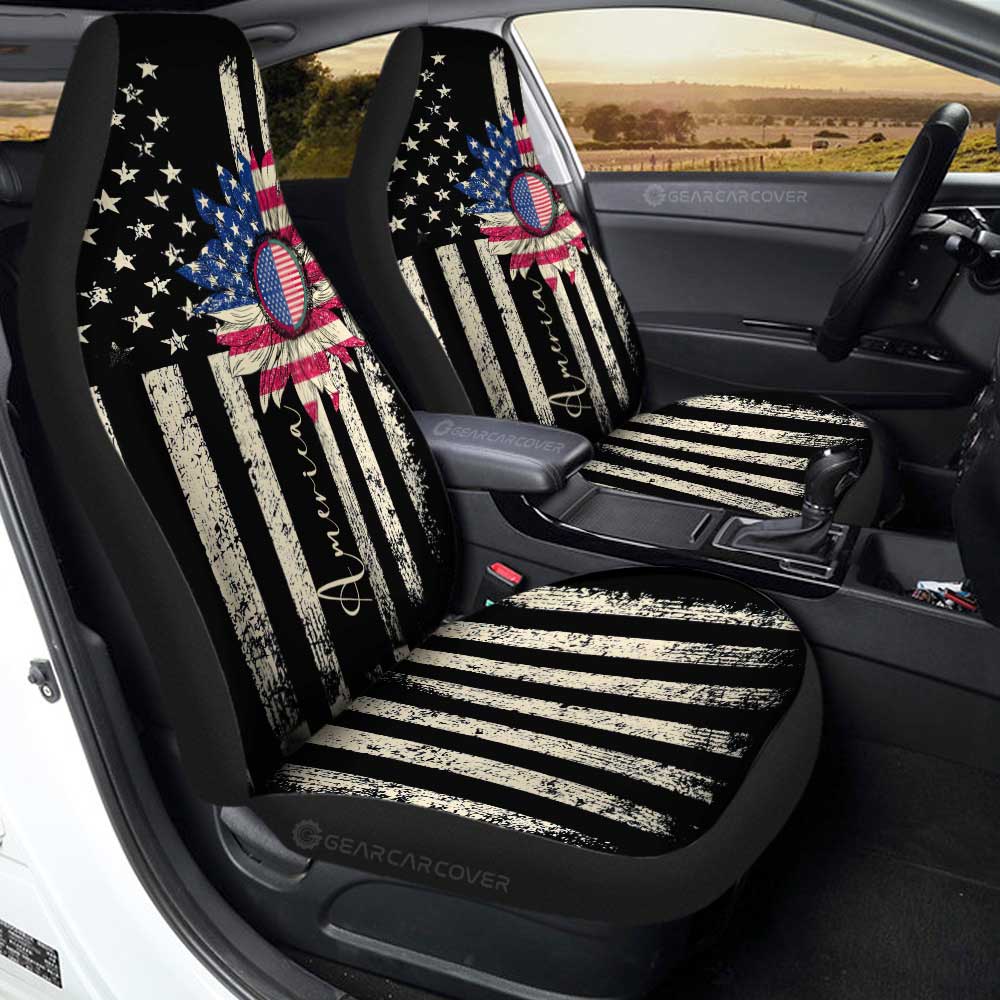 American Flag Sunflower Car Seat Covers Custom Car Accessories