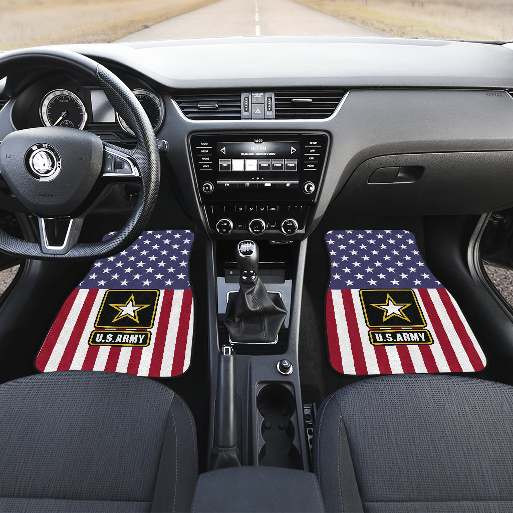 Army Veteran Floor Mats with patriotic American flag artwork for cars trucks SUVs and vans