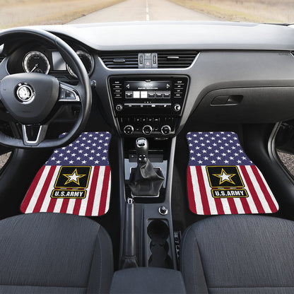 Army Veteran Floor Mats with patriotic American flag artwork for cars trucks SUVs and vans