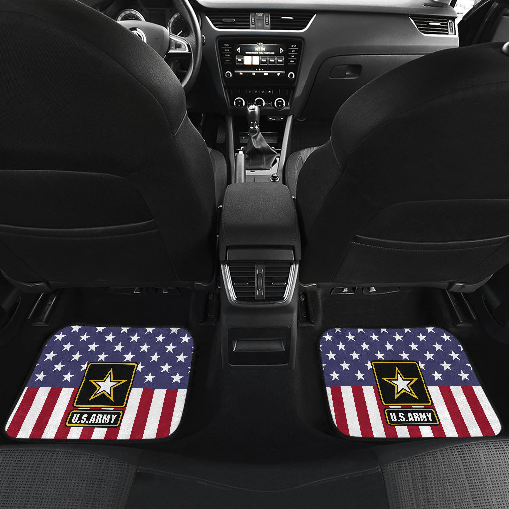 Army Veteran Floor Mats with bold American flag background and official U.S. Army logo