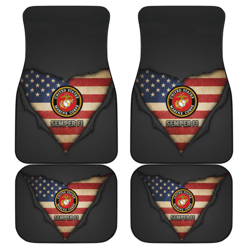 American Flag United States Marine Corps Car Floor Mats - Gift for Cars & Trucks
