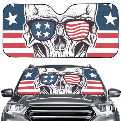 American Skull With Sunglasses Print Car Windshield Sun Shade