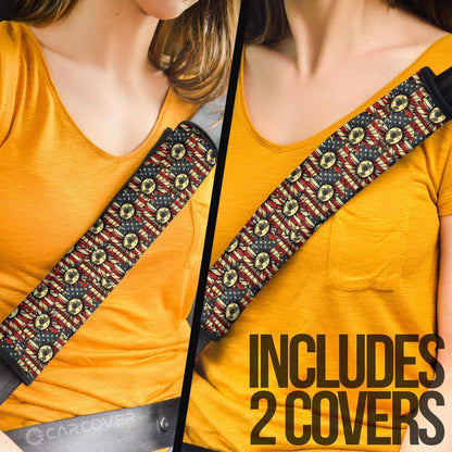 American Sunflower Seat Belt Covers Custom US Flag Car Accessories