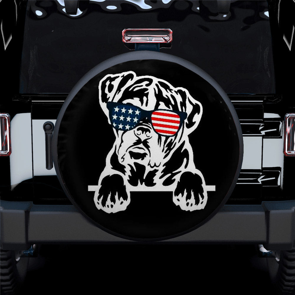 American US Flag Sunglass Bulldog Car Spare Tire Cover