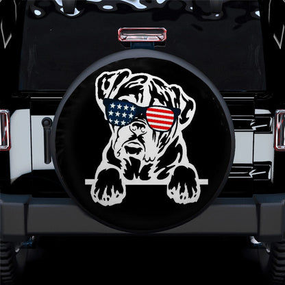 American US Flag Sunglass Bulldog Car Spare Tire Cover