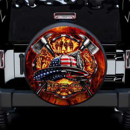 American USA Firefighter Symbol Car Spare Tire Cover