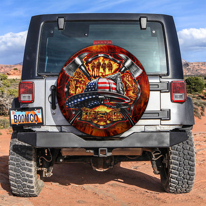 American USA Firefighter Symbol Car Spare Tire Cover