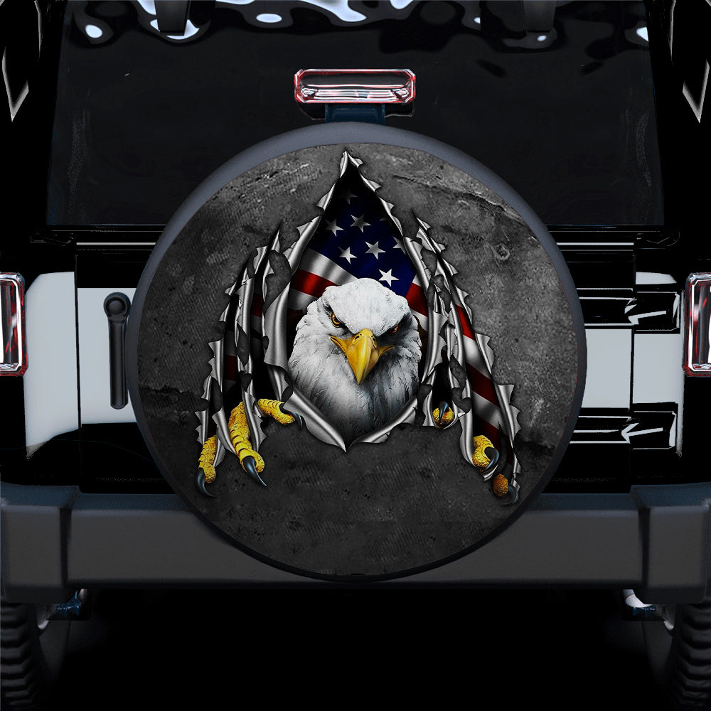 American Us Flag Bald Eagle Car Spare Tire Cover