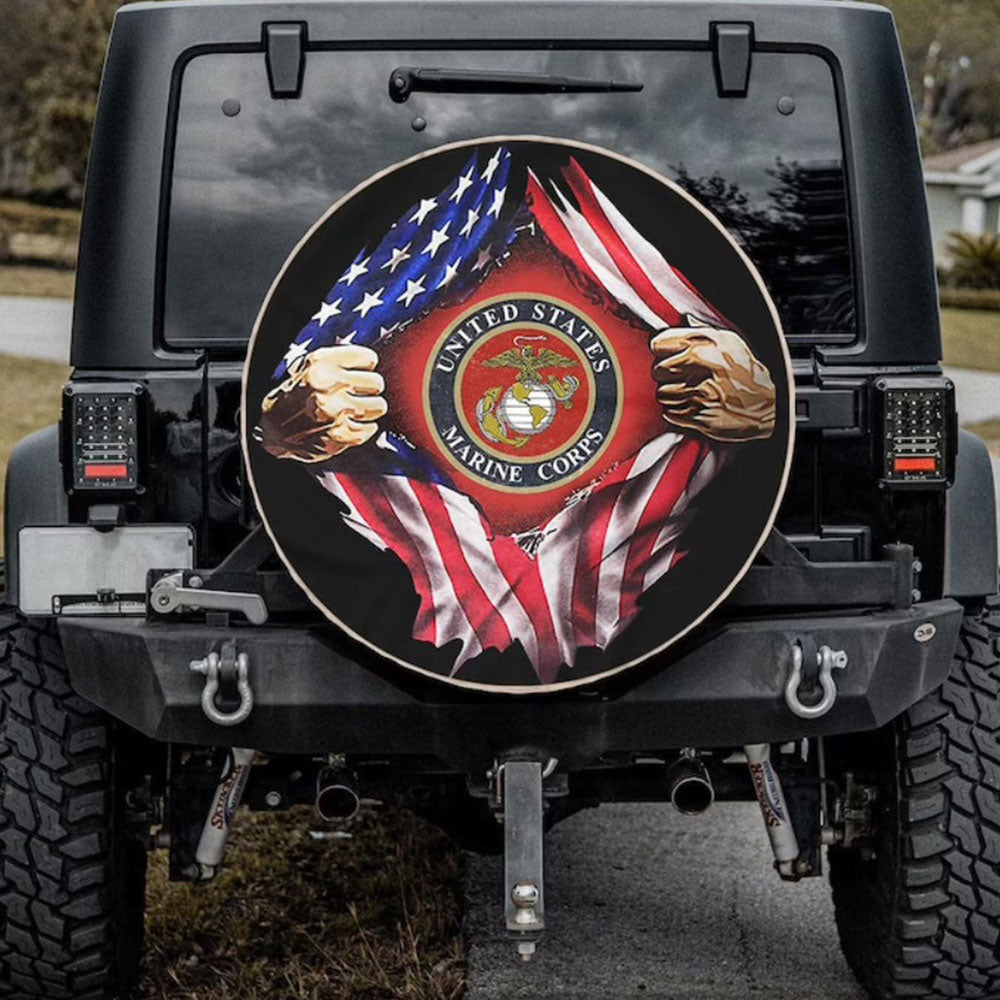 American Veterans, Marine Corps Flag, Custom Car Spare Tire Cover
