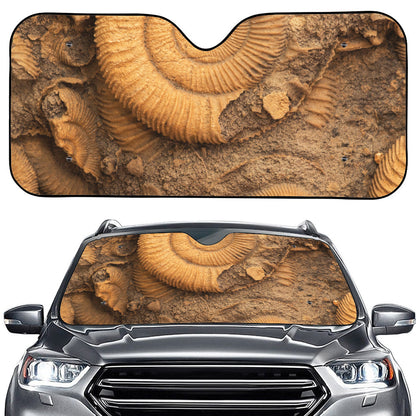 Ammonite Shell Fossil Print Car Windshield Sun Shade