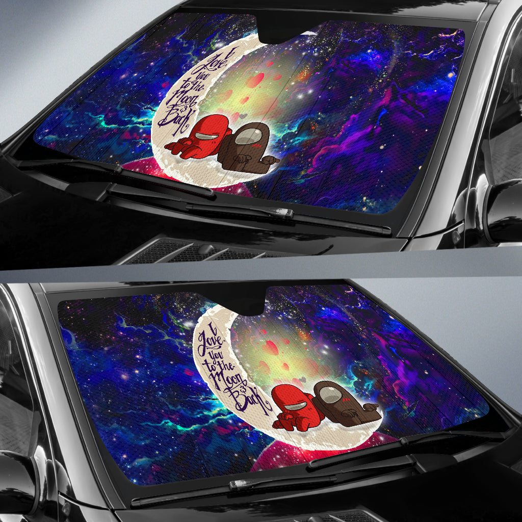 Among Us Couple Love You To The Moon Galaxy Car Auto Sunshades