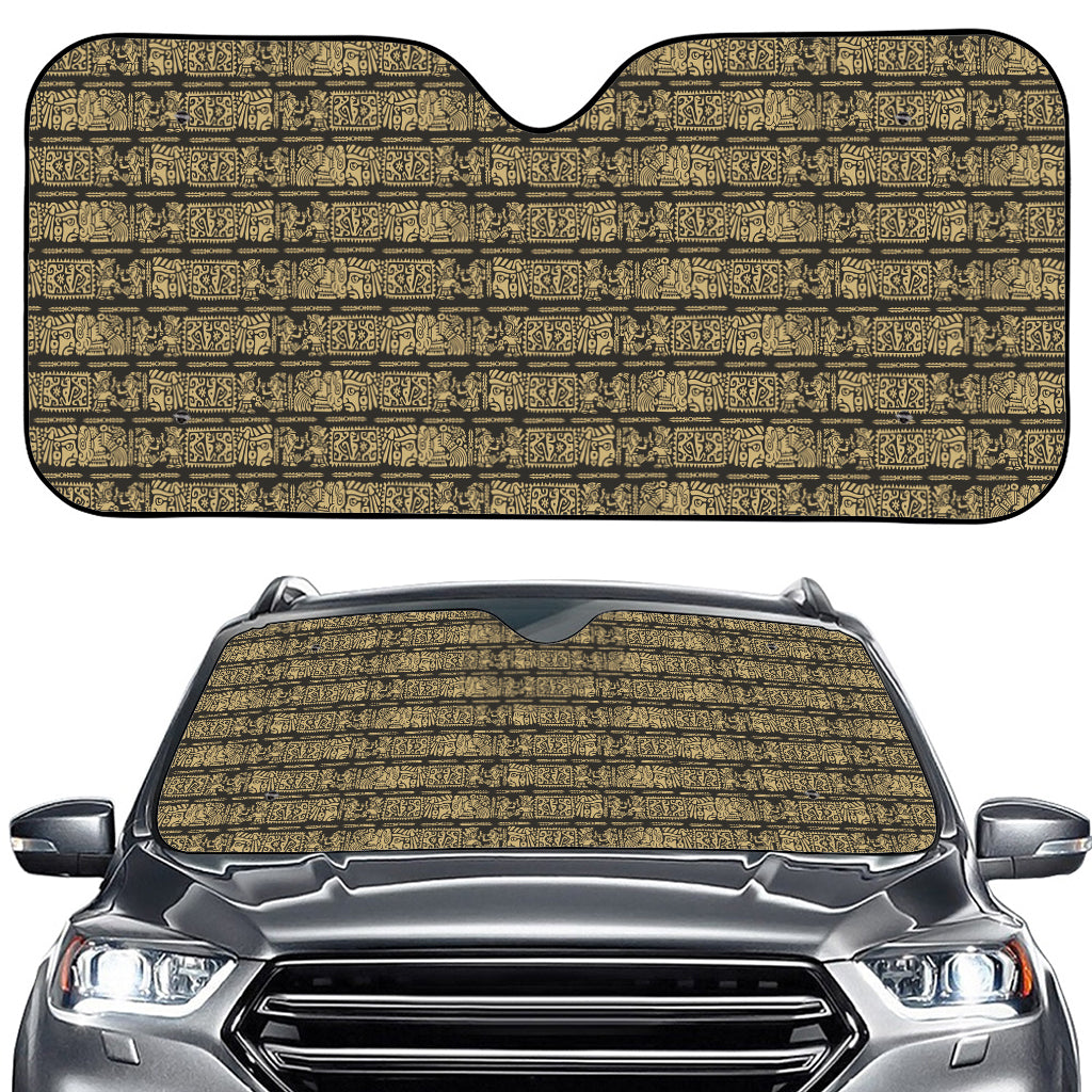 Ancient Maya Pattern Print Car Windshield Sun Shade
