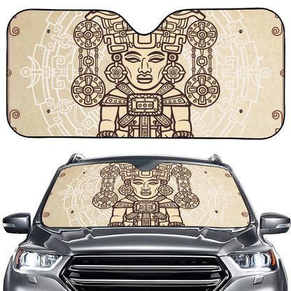 Ancient Mayan Statue Print Car Windshield Sun Shade
