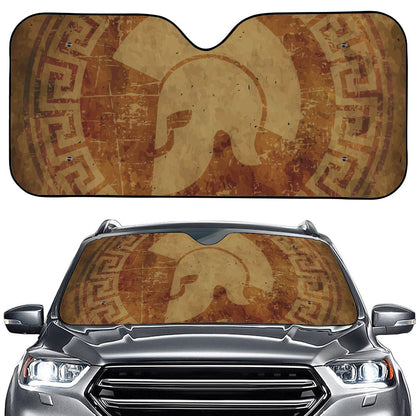 Ancient Spartan Helmet Print Car Windshield Sun Shade